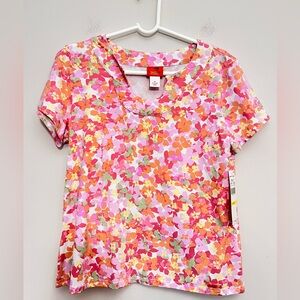 hearts of palm Pink and Orange Floral Short-Sleeve Tee